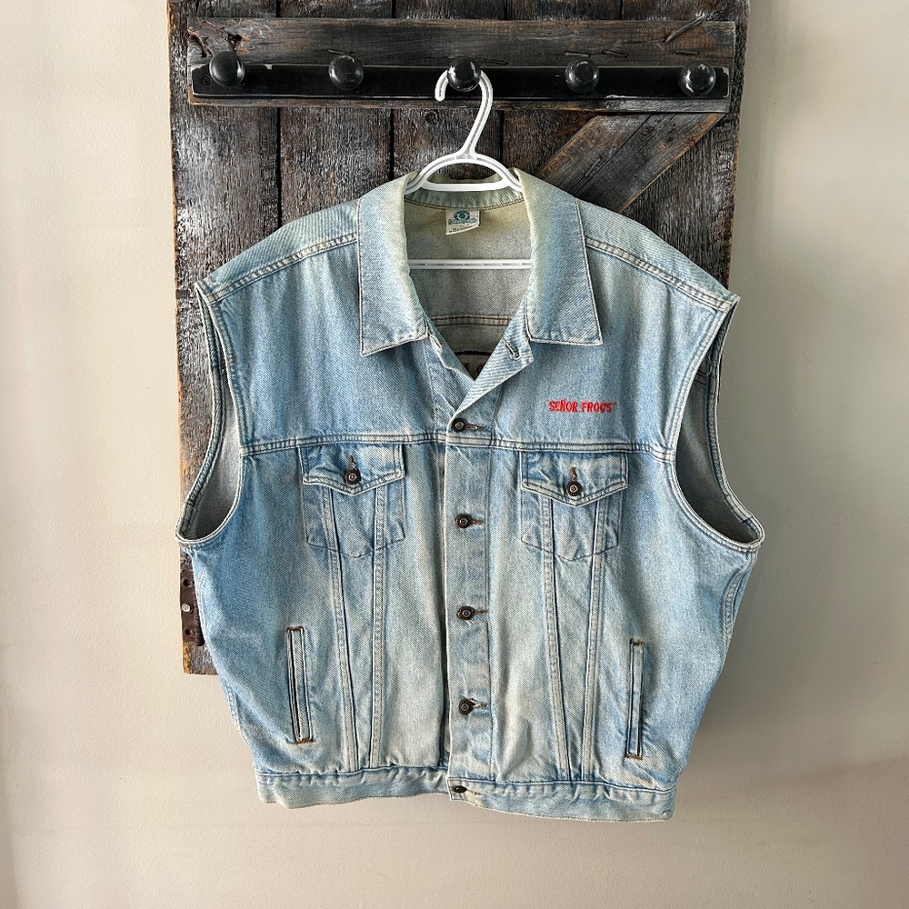 Men's Vintage Senor Frogs Denim Vests - Size 2XL